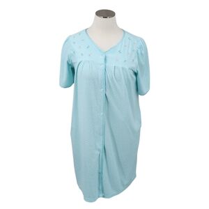 Fundamentals Chenille Light Blue Snap Closure Robe or House Dress
